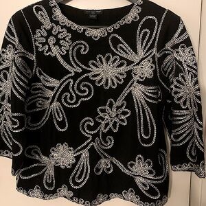 Saint Tropez West Dress Top with Decorative Embroidered Braid Trim